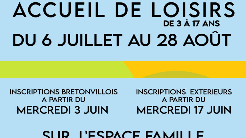 ACCUEIL DE LOISIRS – ÉTÉ 2026 à Villers-Bretonneux