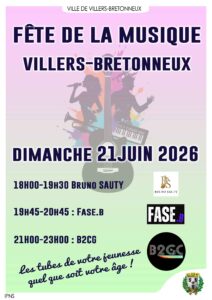 Lire la suite à propos de l’article Fête de la Musique 2026 à Villers-Bretonneux 