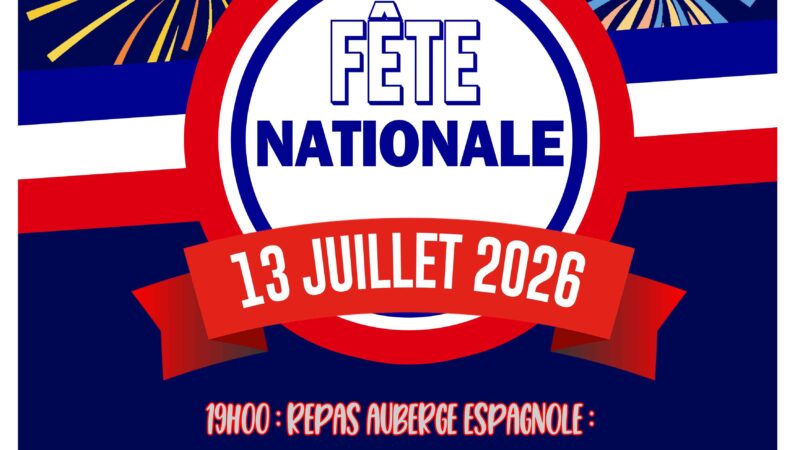 Fête Nationale – Lundi 13 juillet 2026 à Villers-Bretonneux